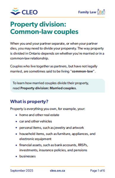 Property division: Common-law couples - CLEO (Community Legal Education ...